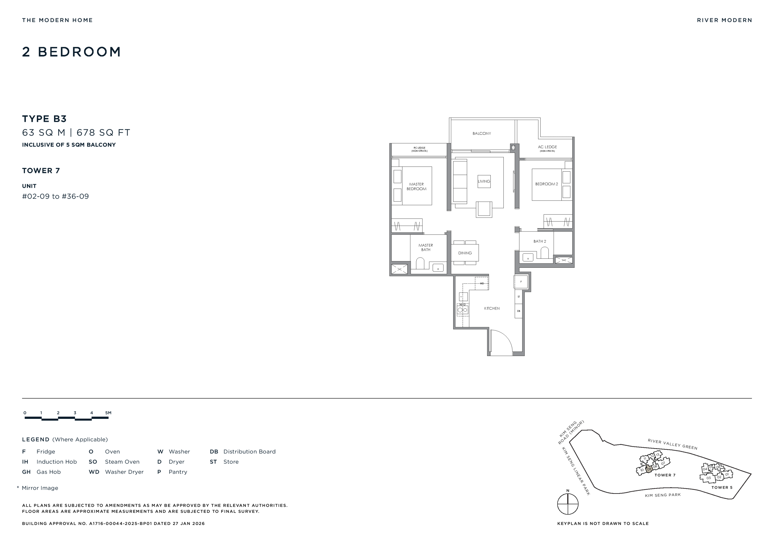 River Modern 2 Bedroom Floor Plan 3 1 scaled