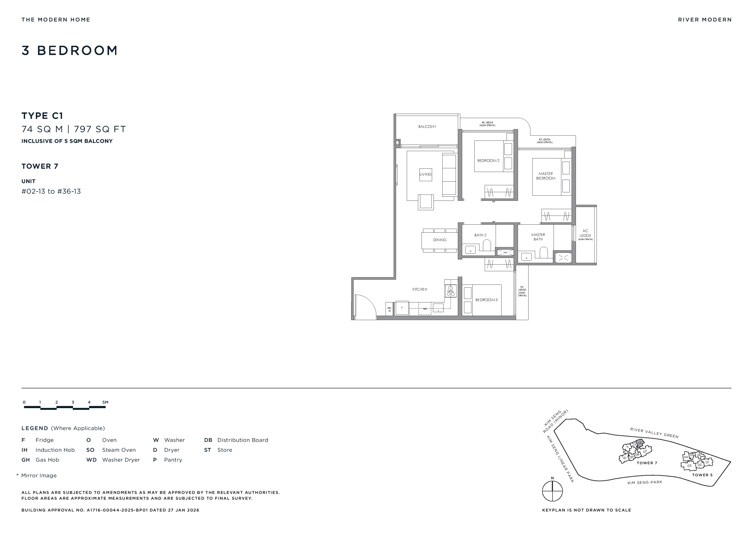 River Modern 3 Bedroom Floor Plan 1 1 scaled