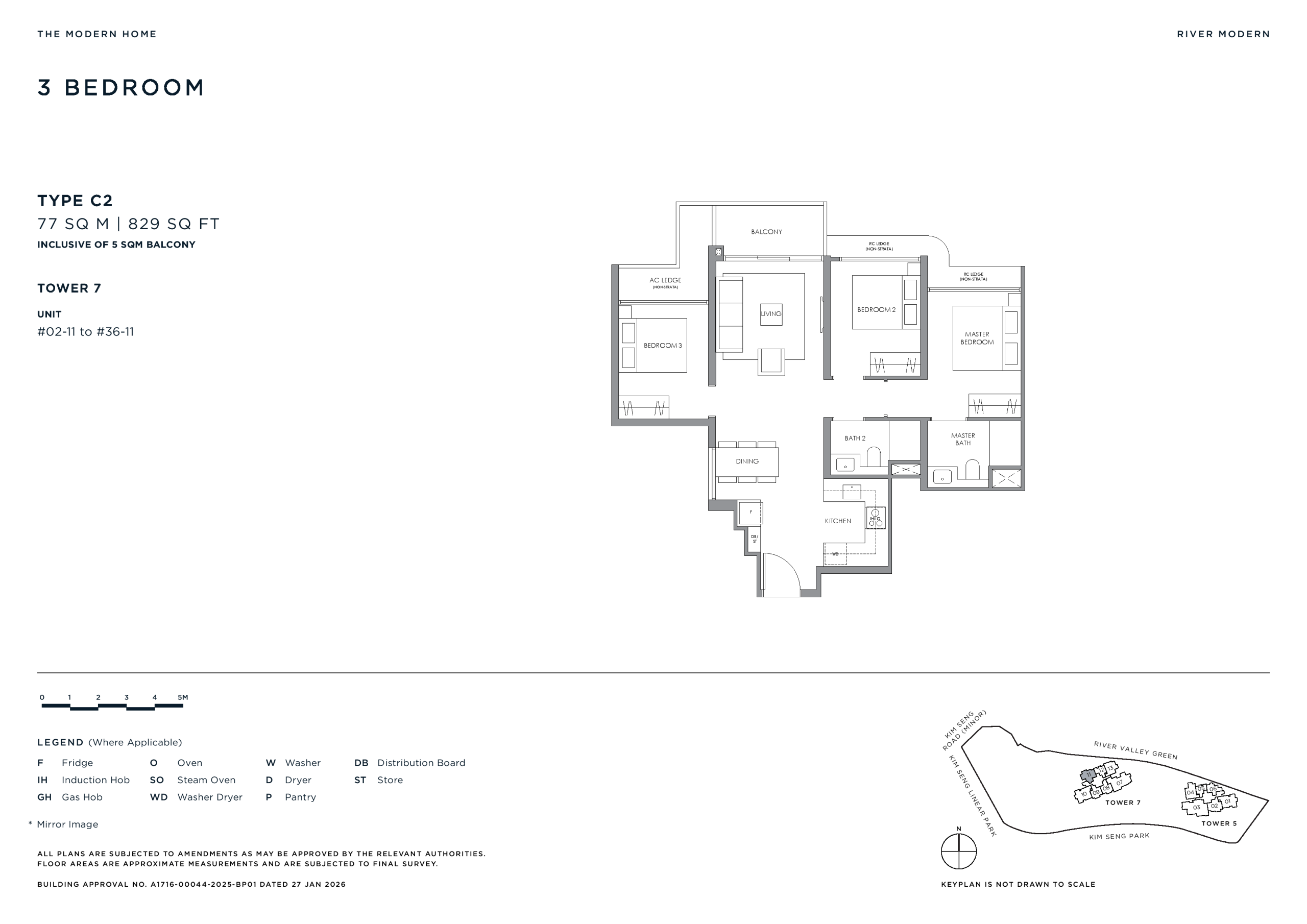 River Modern 3 Bedroom Floor Plan 2 1 scaled