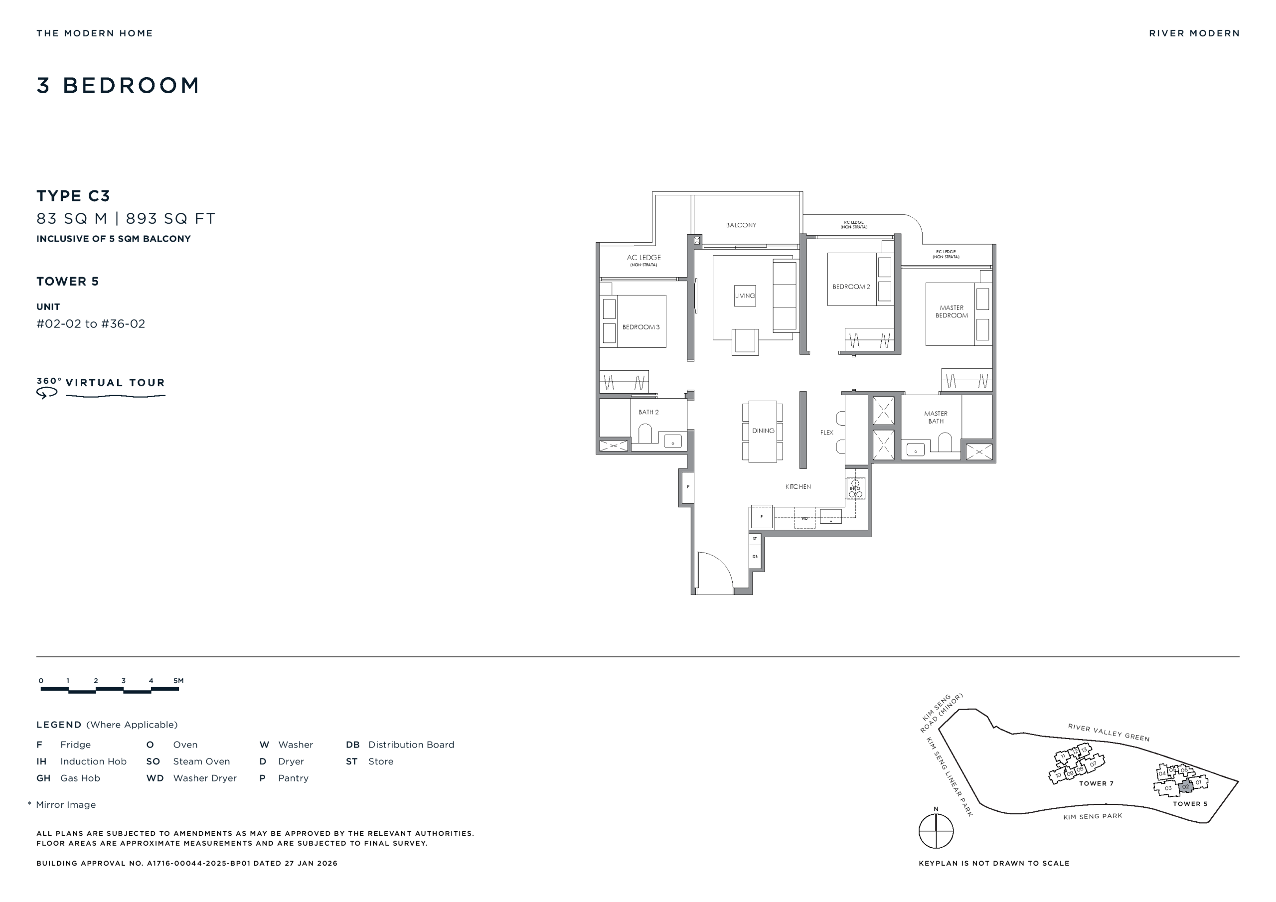 River Modern 3 Bedroom Floor Plan 3 1 scaled